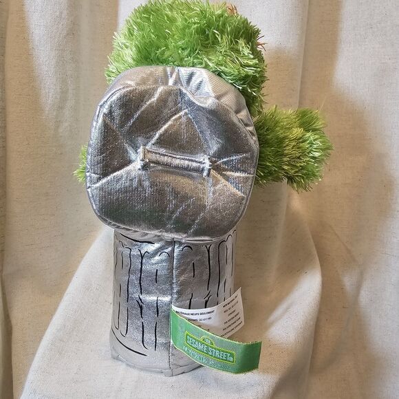 2015 Gund Sesame Street Oscar The Grouch Silver Garbage Can Go Away Plush Shaggy - Picture 4 of 11